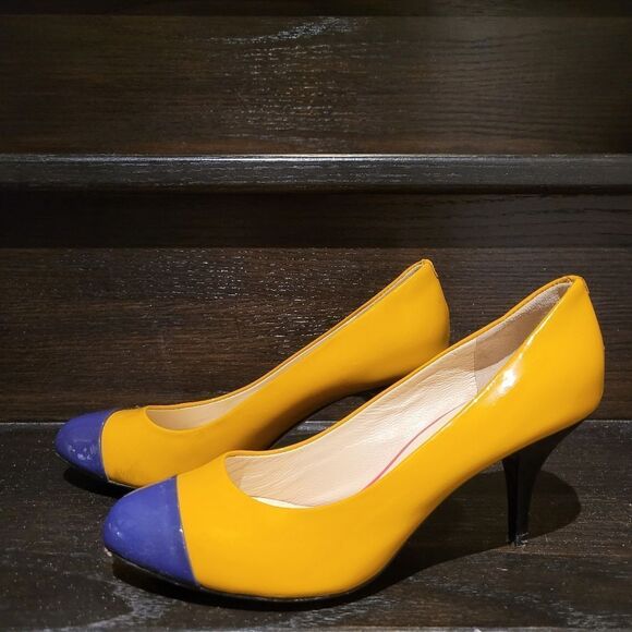 Vero Cuoio Yellow and Purple Heels - Picture 1 of 6